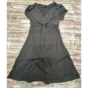 Slimpact Women Dress Size Small Black Stretch V Neck Twisted Flowy Mod A Line